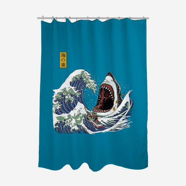 Great White off Amity-none polyester shower curtain-ninjaink