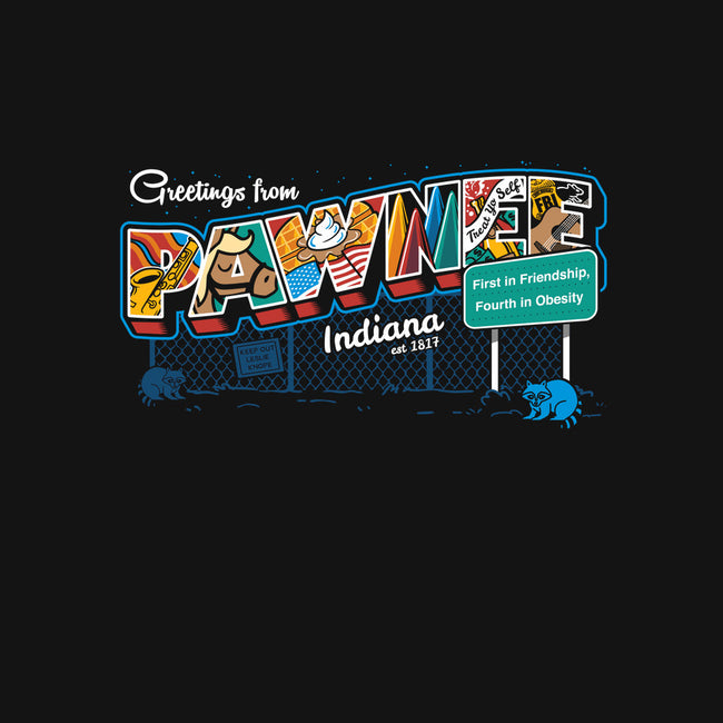 Greetings From Pawnee-womens off shoulder tee-Bamboota