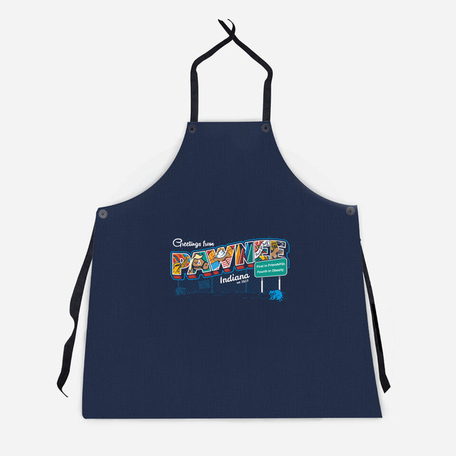Greetings From Pawnee-unisex kitchen apron-Bamboota