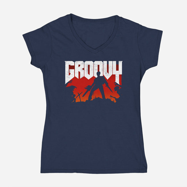 Groovy and Doomy-womens v-neck tee-Manoss1995