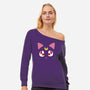 Guardian Cat-womens off shoulder sweatshirt-Le Chardonneret