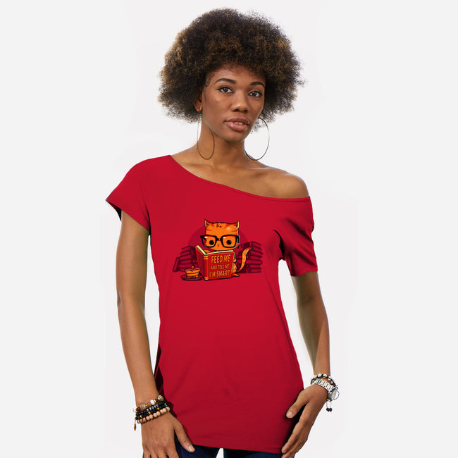 Feed Me And Tell Me I'm Smart-womens off shoulder tee-tobefonseca