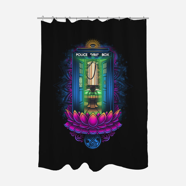 Enlightened Police Box-none polyester shower curtain-Bamboota