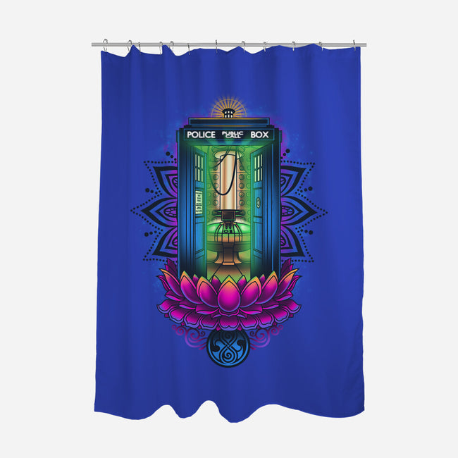 Enlightened Police Box-none polyester shower curtain-Bamboota