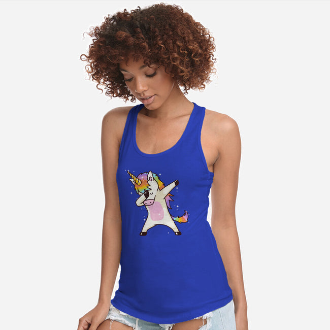 Dabbing Unicorn-womens racerback tank-vomaria