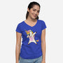 Dabbing Unicorn-womens v-neck tee-vomaria