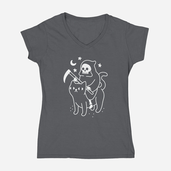 Death Rides A Black Cat-womens v-neck tee-Obinsun