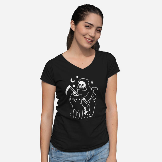 Death Rides A Black Cat-womens v-neck tee-Obinsun