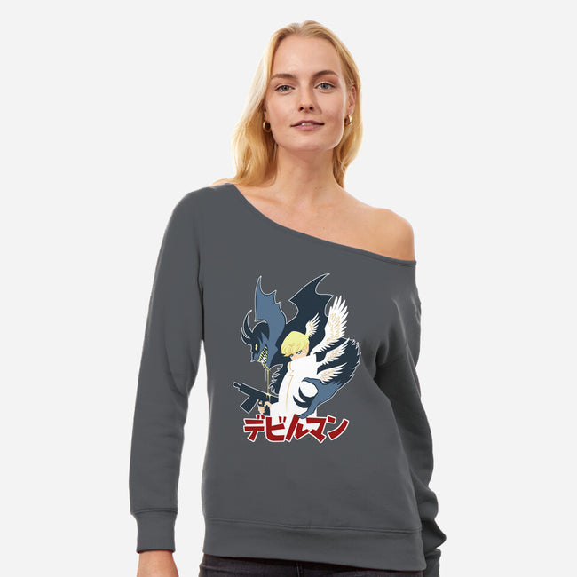 Devil and Angel-womens off shoulder sweatshirt-Joannaestep