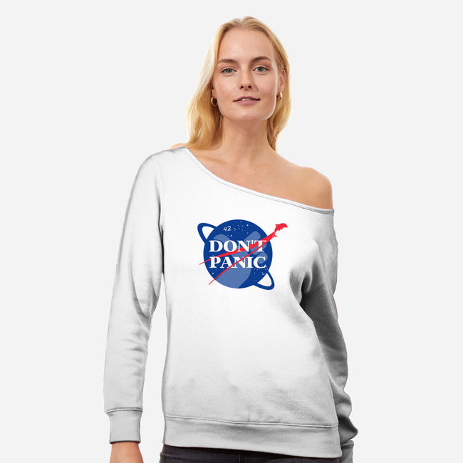 Don't Panic-womens off shoulder sweatshirt-Manoss1995