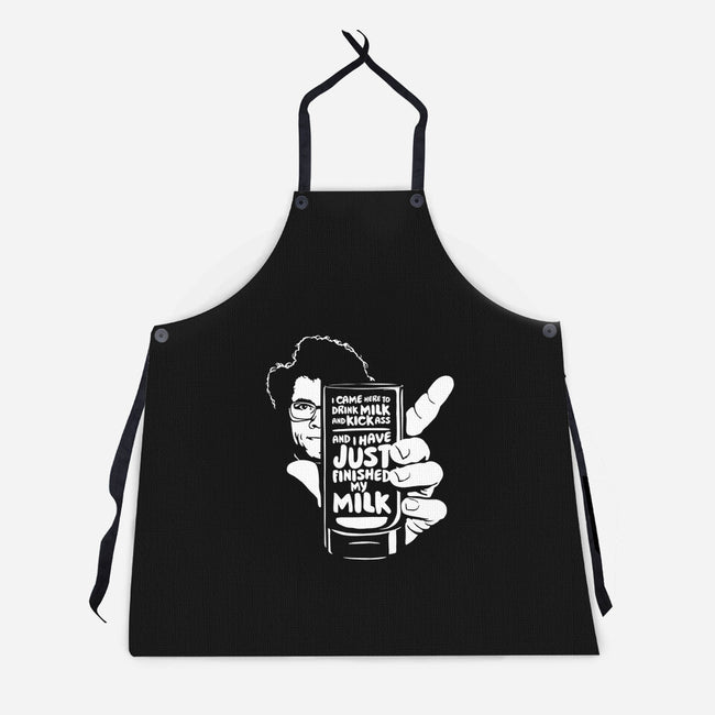 Drink Milk and Kick Ass-unisex kitchen apron-butcherbilly