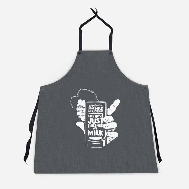 Drink Milk and Kick Ass-unisex kitchen apron-butcherbilly