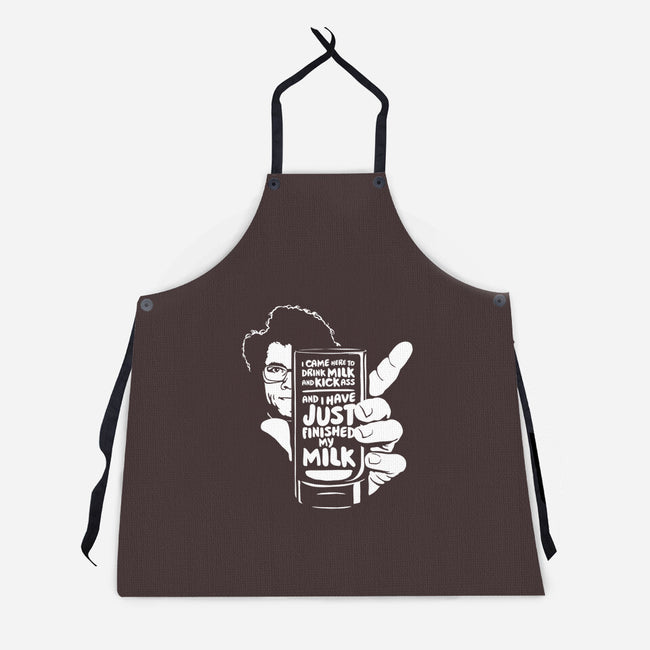 Drink Milk and Kick Ass-unisex kitchen apron-butcherbilly