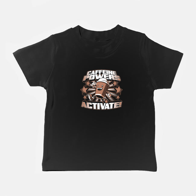 Caffeine Powers, Activate!-baby basic tee-Obvian