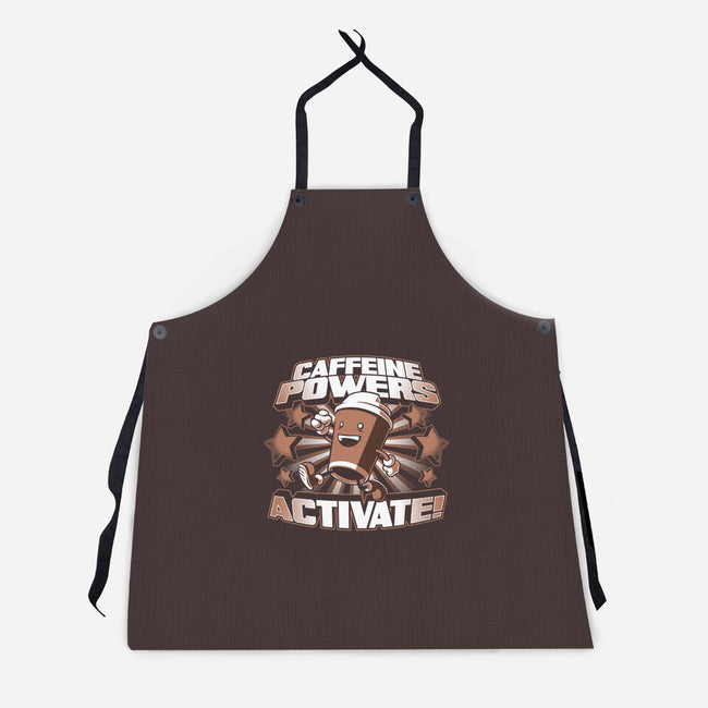 Caffeine Powers, Activate!-unisex kitchen apron-Obvian