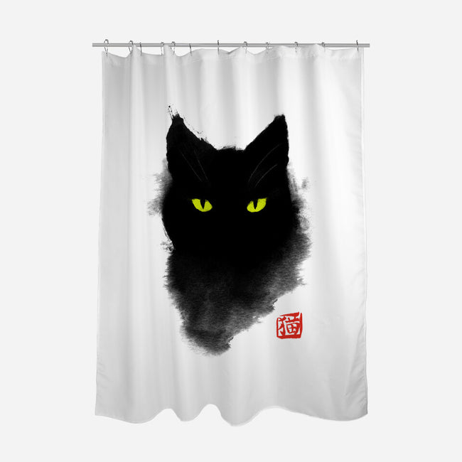 Cat Ink-none polyester shower curtain-BlancaVidal