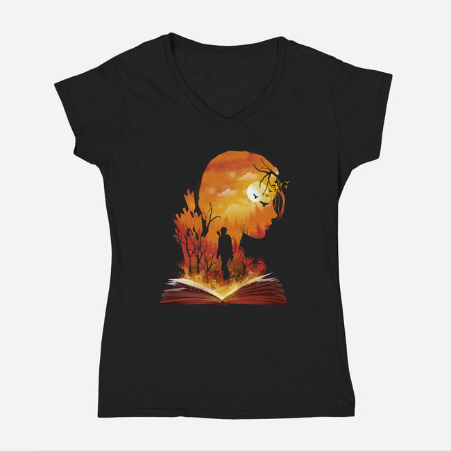 Catching Fire-womens v-neck tee-dandingeroz
