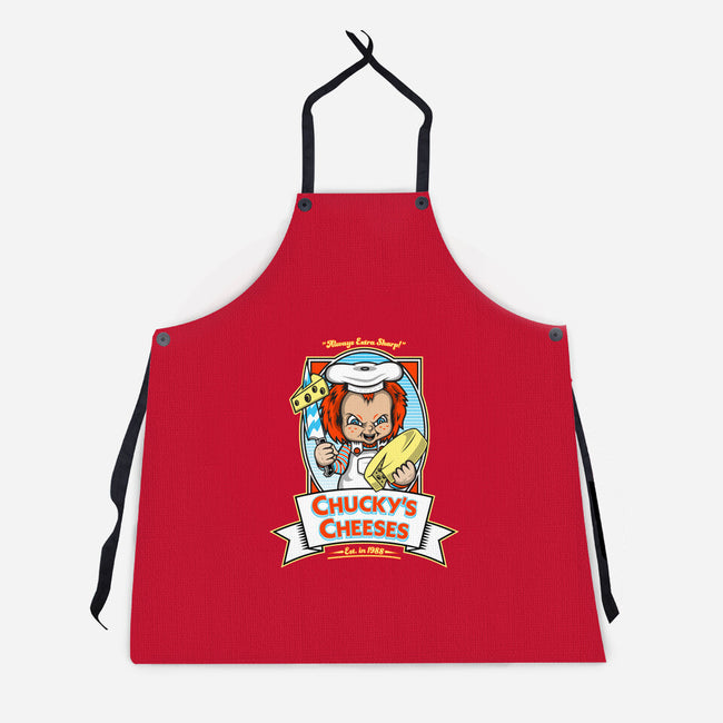 Chucky's Cheeses-unisex kitchen apron-krusemark