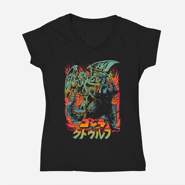 Clash of Gods Revisited-womens v-neck tee-Melee_Ninja