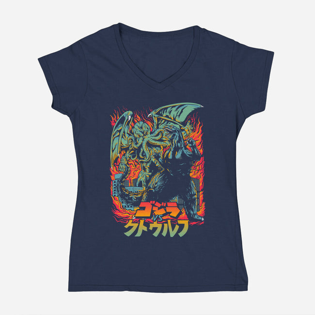 Clash of Gods Revisited-womens v-neck tee-Melee_Ninja