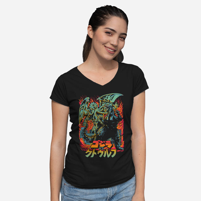 Clash of Gods Revisited-womens v-neck tee-Melee_Ninja