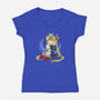 Crazy Moon Cat Lady-womens v-neck tee-DoOomcat