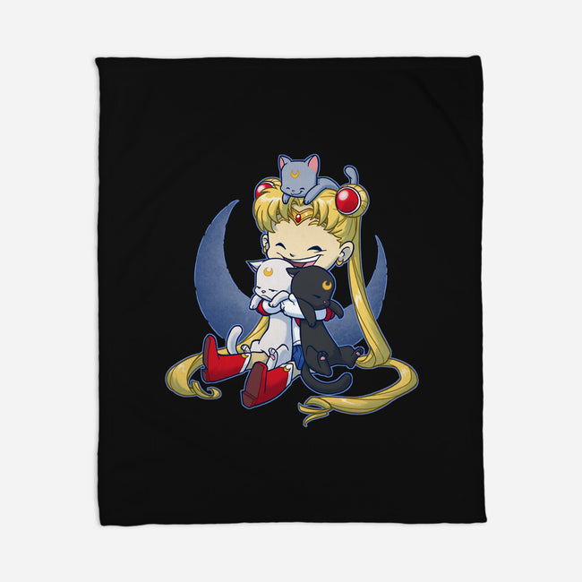 Crazy Moon Cat Lady-none fleece blanket-DoOomcat