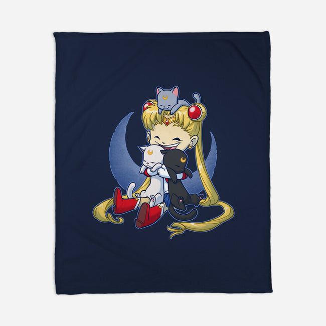 Crazy Moon Cat Lady-none fleece blanket-DoOomcat