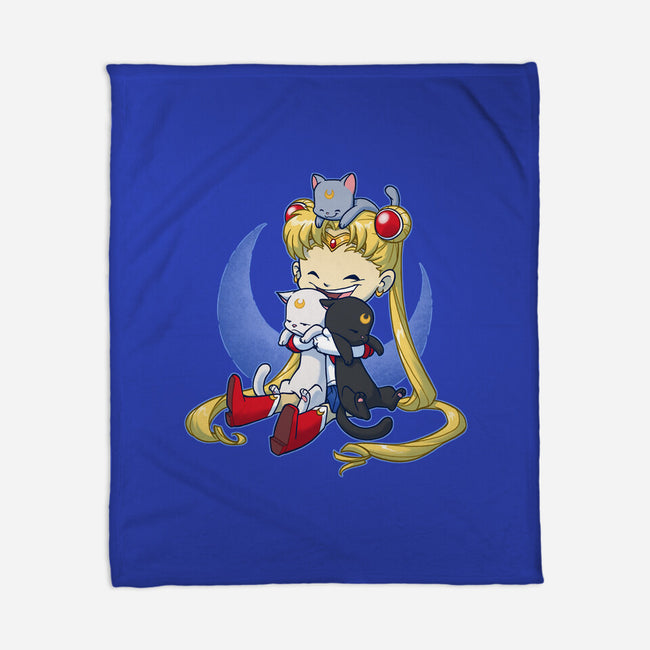 Crazy Moon Cat Lady-none fleece blanket-DoOomcat