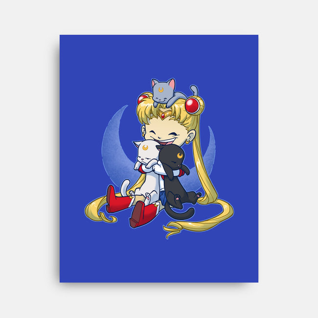 Crazy Moon Cat Lady-none stretched canvas-DoOomcat