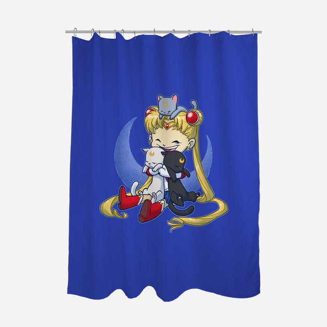 Crazy Moon Cat Lady-none polyester shower curtain-DoOomcat