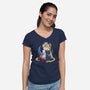 Crazy Moon Cat Lady-womens v-neck tee-DoOomcat
