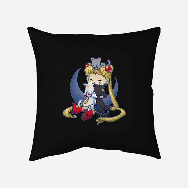 Crazy Moon Cat Lady-none removable cover w insert throw pillow-DoOomcat