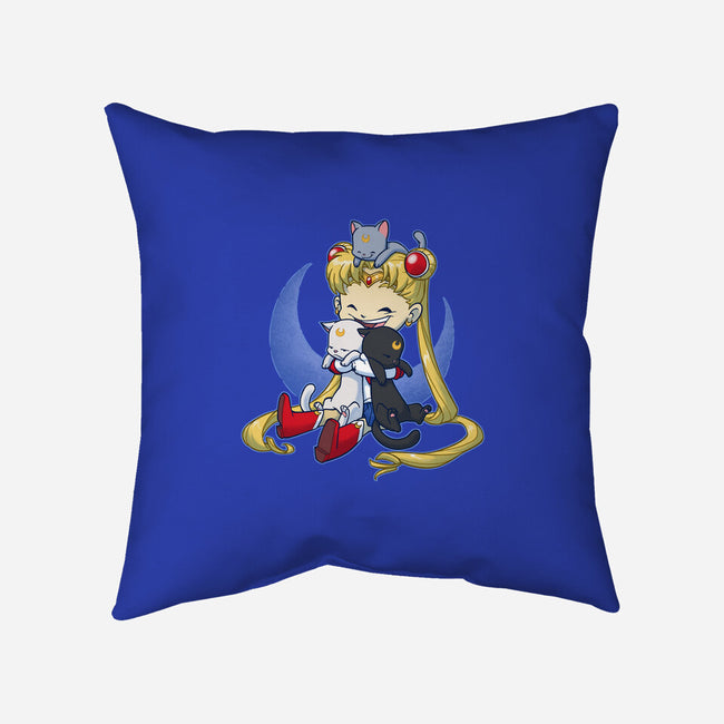 Crazy Moon Cat Lady-none removable cover w insert throw pillow-DoOomcat
