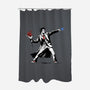 Banksy10-none polyester shower curtain-Six Eyed Monster