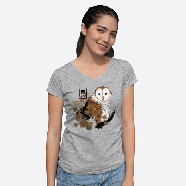 Barn Owl-womens v-neck tee-xMorfina