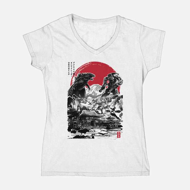 Battle of the Ages-womens v-neck tee-DrMonekers