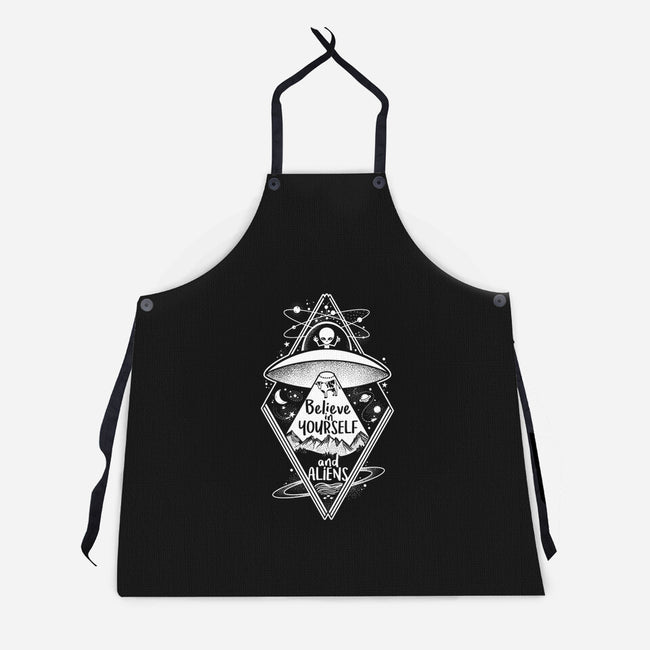 Believe in Yourself and Aliens-unisex kitchen apron-NemiMakeit