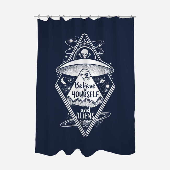 Believe in Yourself and Aliens-none polyester shower curtain-NemiMakeit