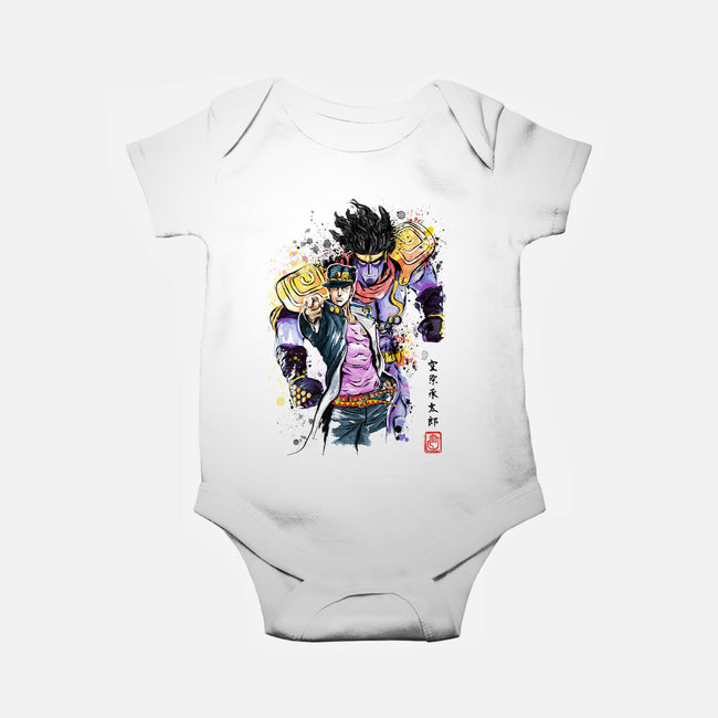 Bizarre Adventure Watercolor-baby basic onesie-DrMonekers
