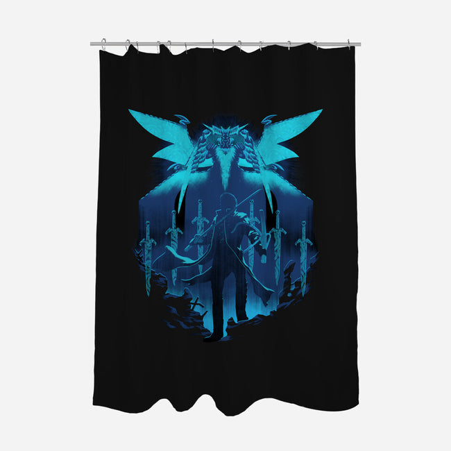 Blue King-none polyester shower curtain-max58