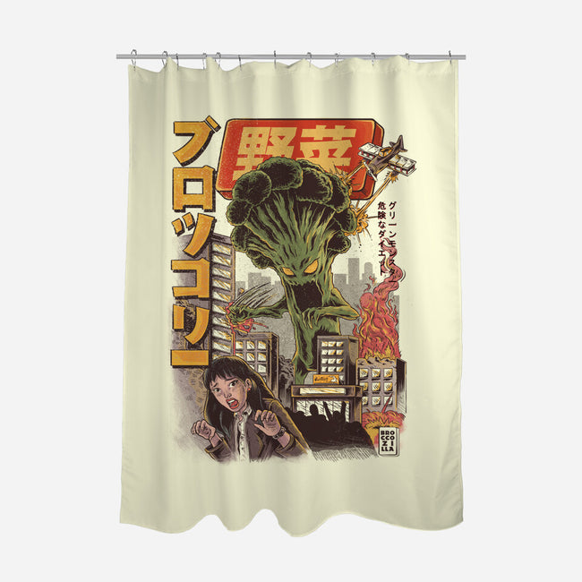 Broccozilla-none polyester shower curtain-ilustrata
