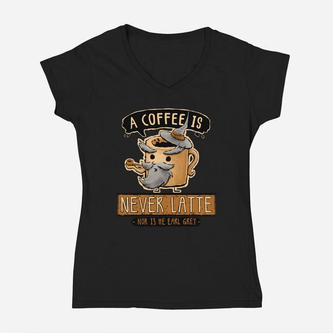 A Coffee is Never Latte-womens v-neck tee-Hootbrush