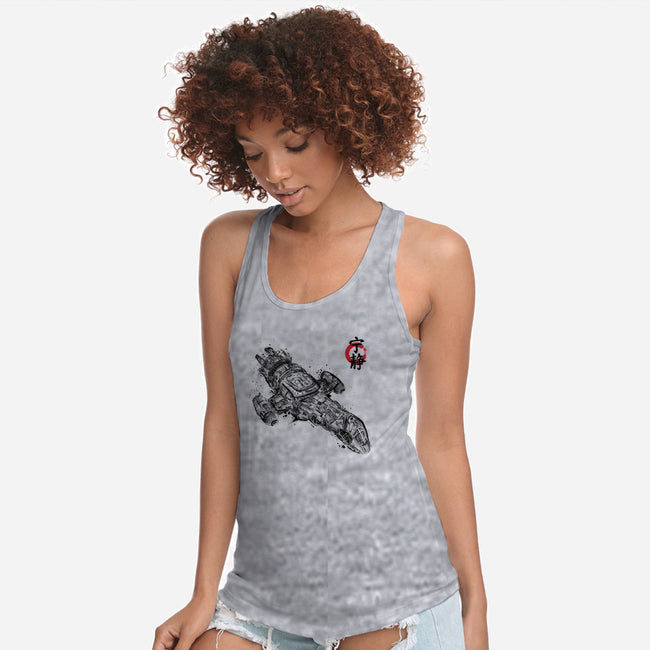 A Leaf on the Sumi-e-womens racerback tank-DrMonekers