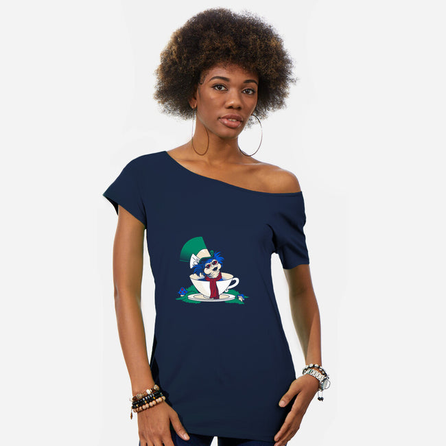 A Nice Cup of Tea-womens off shoulder tee-Mandrie