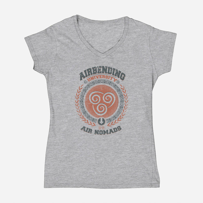 Airbending University-womens v-neck tee-Typhoonic