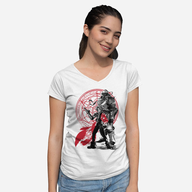 Alchemist Brothers-womens v-neck tee-DrMonekers