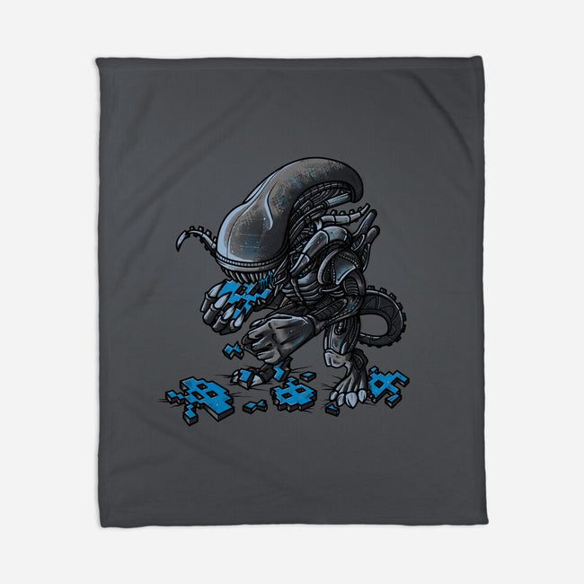 Alien Eats Alien-none fleece blanket-Letter_Q