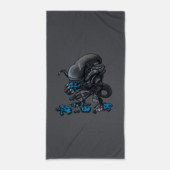 Alien Eats Alien-none beach towel-Letter_Q