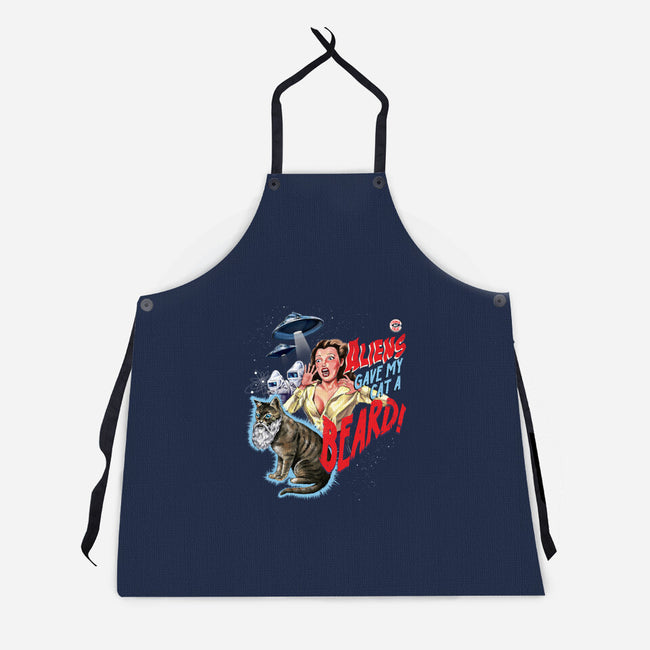Aliens Gave My Cat a Beard-unisex kitchen apron-Steven Rhodes